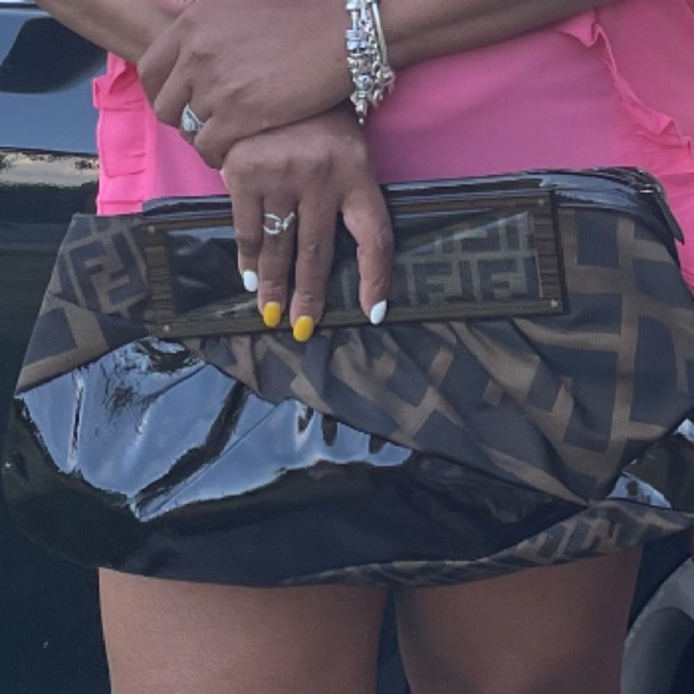 Fendi Black and Brown Clutch/Shoulder Bags with Iconic Zucca Monogram